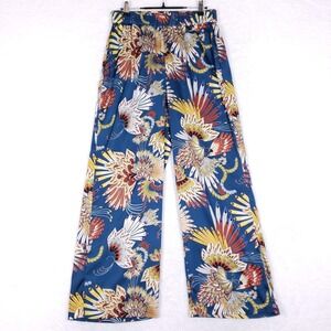 RACHEL Rachel Roy Feather Bird Print Palazzo Pants M Blue